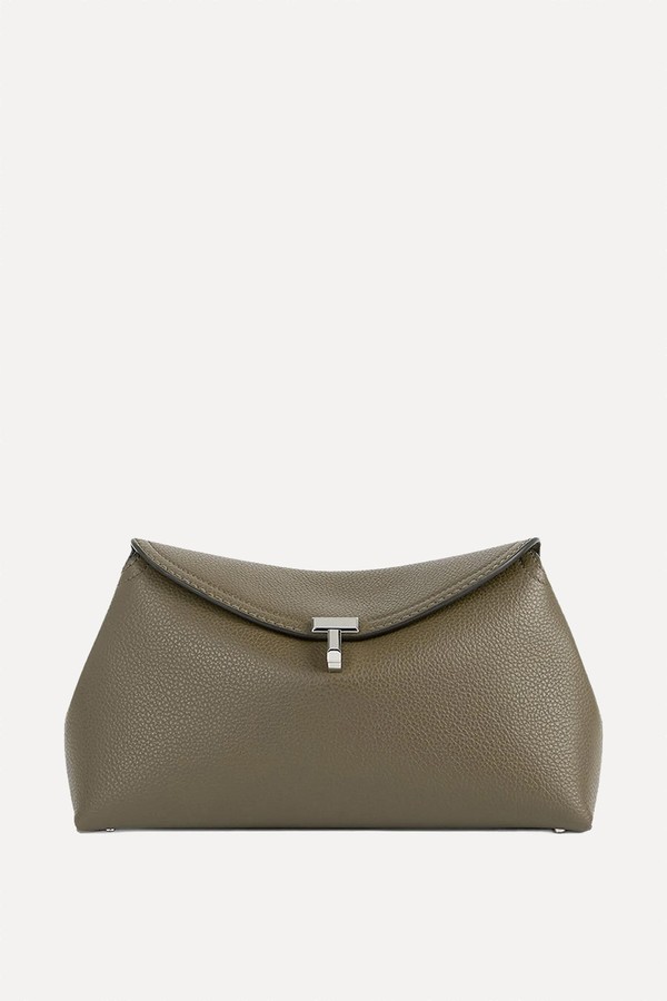 T-Lock Grained-Leather Clutch from TOTEME