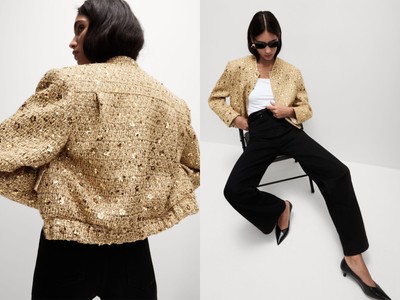 Tweed Sequin Cropped Jacket from Marks & Spencer