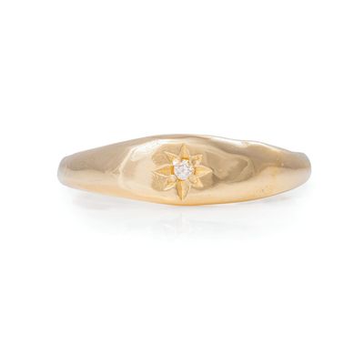Solid Gold North Star Tiny Signet Ring
