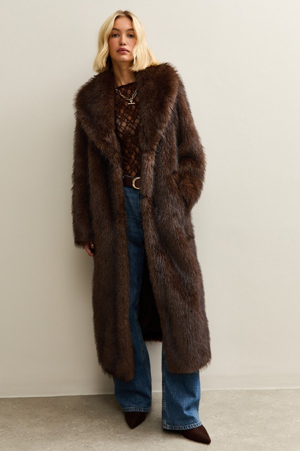 Faux Fur Longline Coat