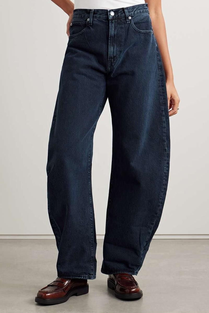 The Bubble High-Rise Barrel-Leg Jeans from Frame