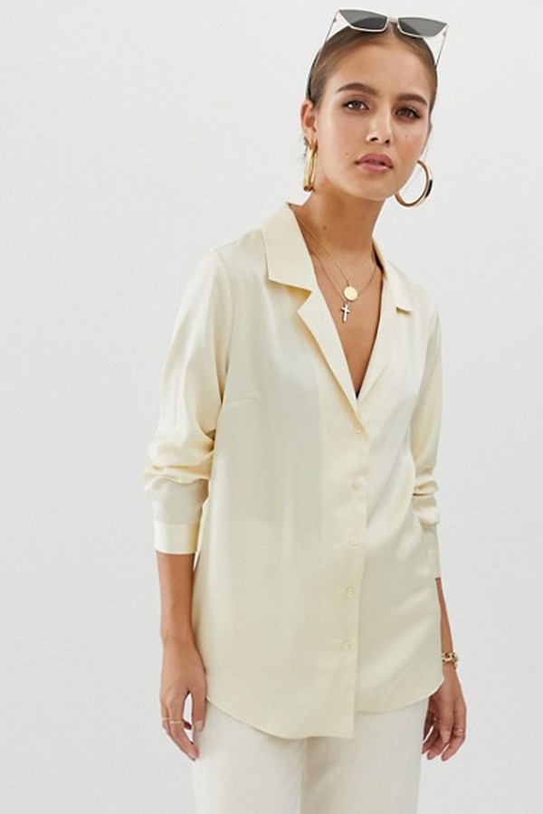 Satin Long Sleeve Shirt from Asos