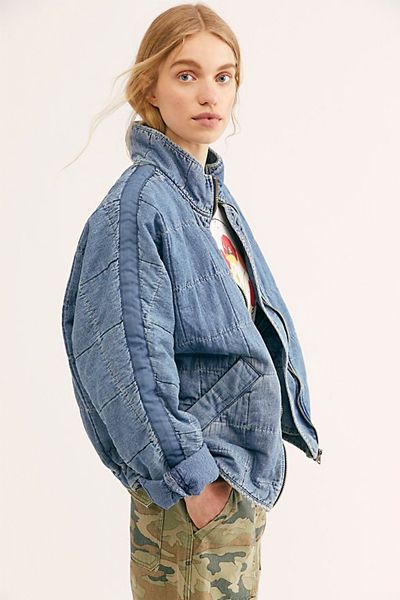 Dolman Quilted Denim Jacket