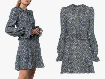 Ruffled Floral Silk Mini Dress from Les Reveries