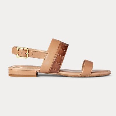 Kristi Embossed Nappa Leather Sandal from Ralph Lauren