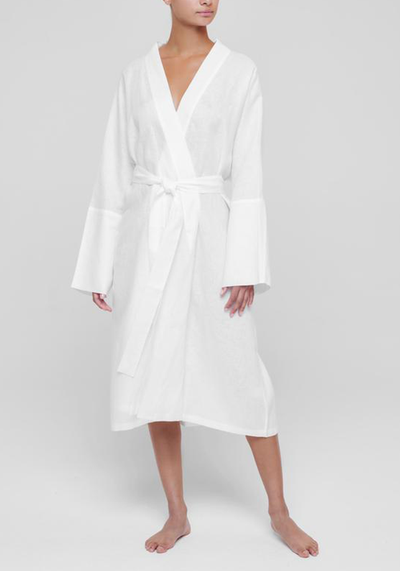 Athens White Linen Robe from Asceno