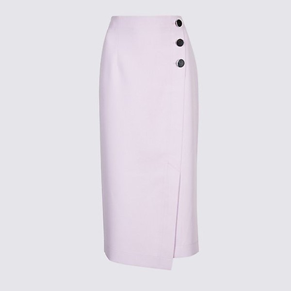 Button Detail Pencil Skirt 