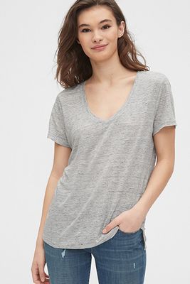 V-Neck Linen T-Shirt from Gap