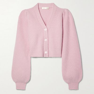 Cropped Ribbed Wool And Cashmere-Blend Cardigan from LoveShackFancy