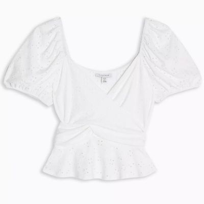 White Broderie Wrap Top