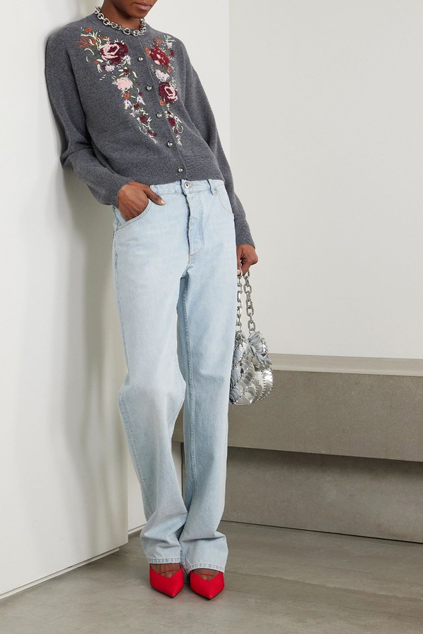 Embroidered Crystal-Embellished Wool & Cashmere-Blend Cardigan from Rabanne