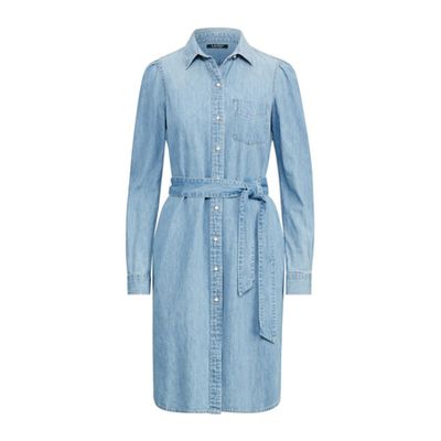 Puff-Sleeve Denim Shirt Dress