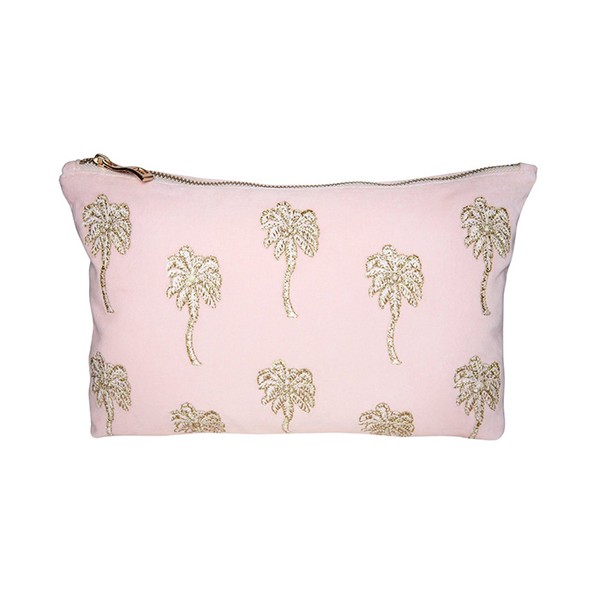 Palmier Rosewater Velvet Travel Pouch from Elizabeth Scarlett