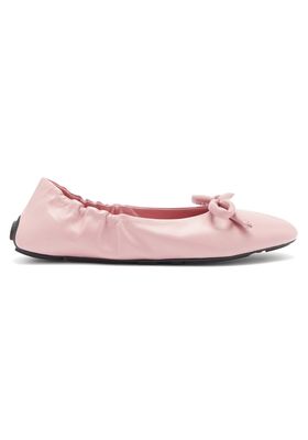 Bow Front Leather Ballet Flats from Prada