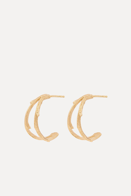 Solid Gold You and Me Hawthorn Double Twig Hoops
