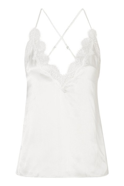 The Everly Lace Trimmed Silk Charmeuse Camisole from Cami NYC