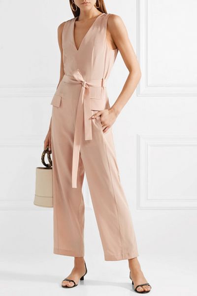 Belted Silk Crepe de Chine Jumpsuit from Tibi