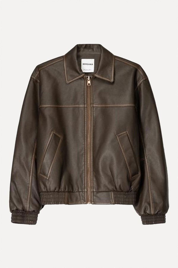 Leather Effect Jacket from Bershka