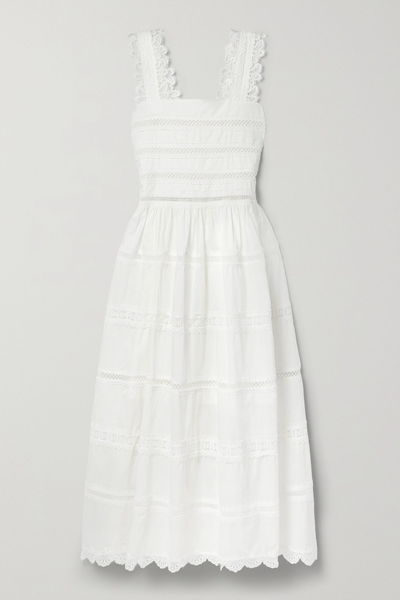 Kate Cotton-Voile & Guipure Lace Midi Dress