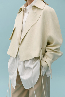 100% Linen Cropped Trench Coat