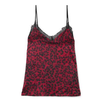 Lace-Trimmed Leopard-Print Silk-Satin Camisole from Anine Bing 