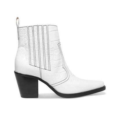 Callie Croc-Effect Leather Ankle Boots from Ganni