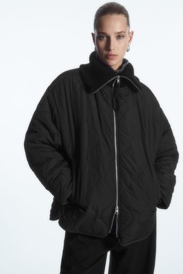 Oversized Knitted-Collar Quilted Jacket  from COS