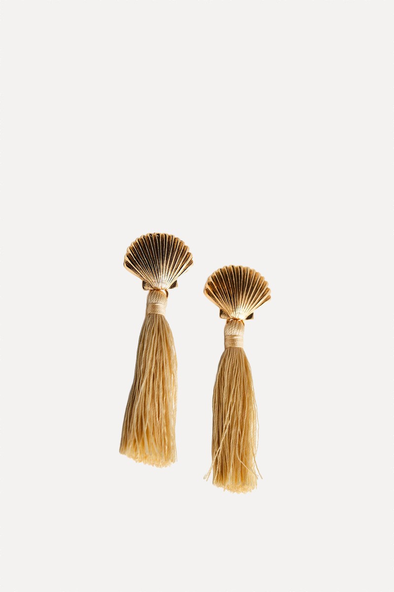 Shell Thread Tassle Drop Earrings