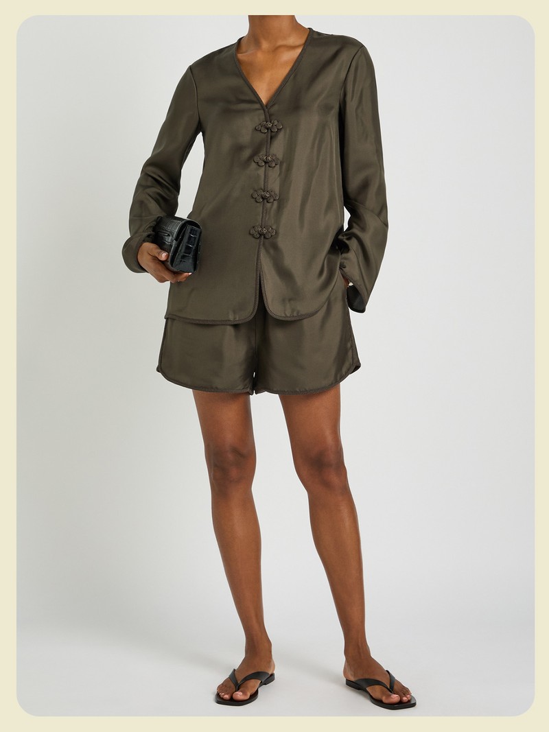 Mandarin-Closure Silk Top from Rohe