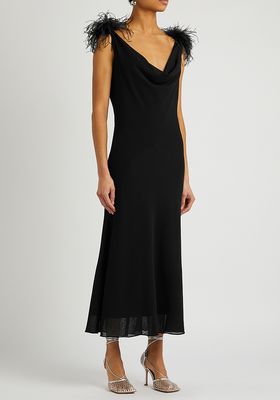 Adwa Feather-Trimmed Midi Dress from 16Arlington