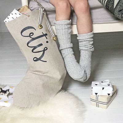 Personalised Name Linen Christmas Stocking from Modo Creative