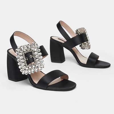 Satin Sandals With Bejewelled Buckle from Uterque