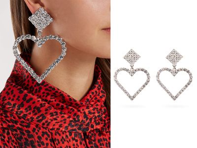 Crystal Embellished Heart Earrings from Alessandra Rich