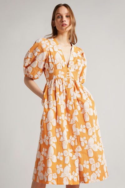 Button Front Jacquard Dress