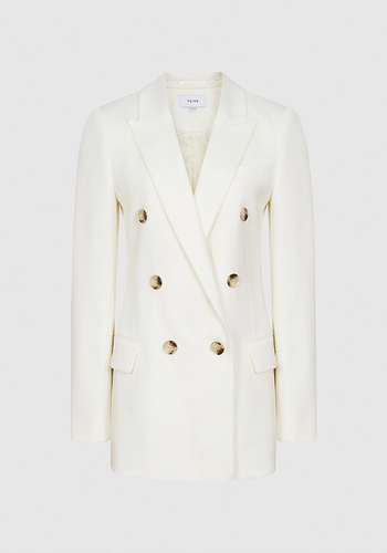 Austen White Wool Blend Double Breasted Blazer