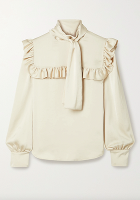 Pussy-Bow Ruffled Matte-Satin Blouse from See By Chloe