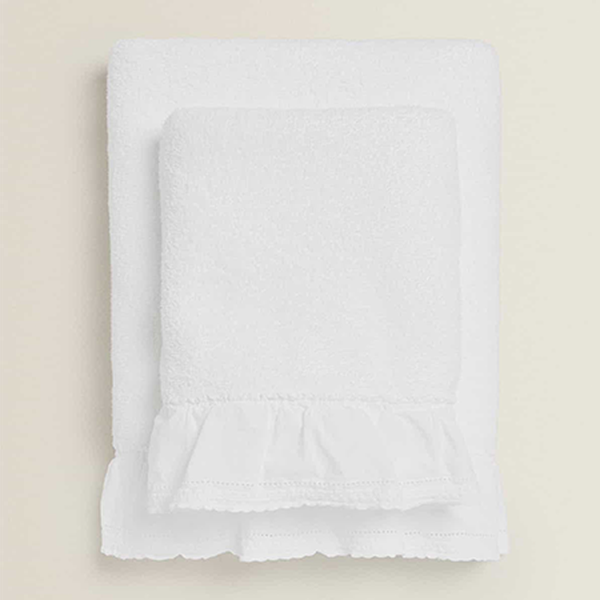 Cotton Towel With Embroidered Ruffle Trim from Zara Home