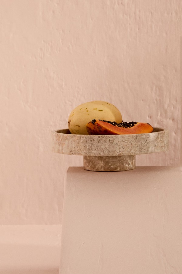 Footed Marble Serving Bowl