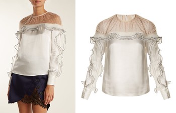 Ruffle-Trimmed Satin Top