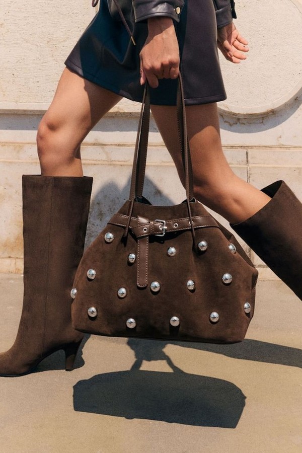 Faux Suede Studded Tote Bag from Friends Like These