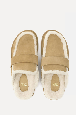 Faux Shearling & Leather Clogs