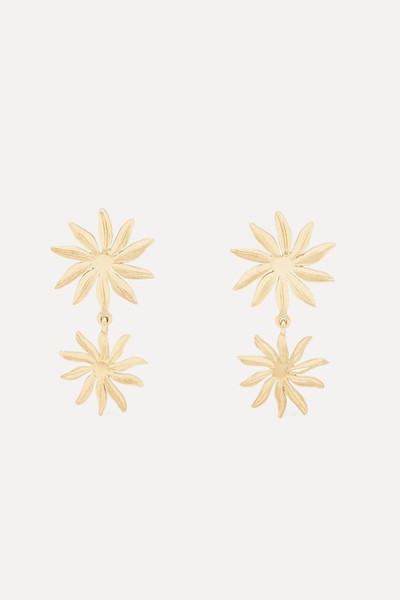 Gold-Plated Flower Double Earrings from Massimo Dutti