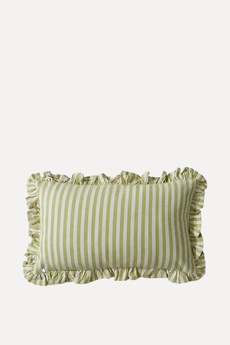 Pride & Joy Linford Frill Sage Cushion from Dunelm