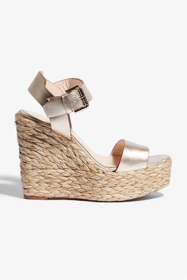 Espadrille Wedged Sandals In Gold