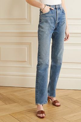 Lana Distressed Organic Low-rise Straight-Leg Jeans