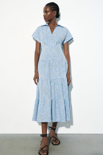 Shirt Dress With Cutwork Embroidery, £55.99