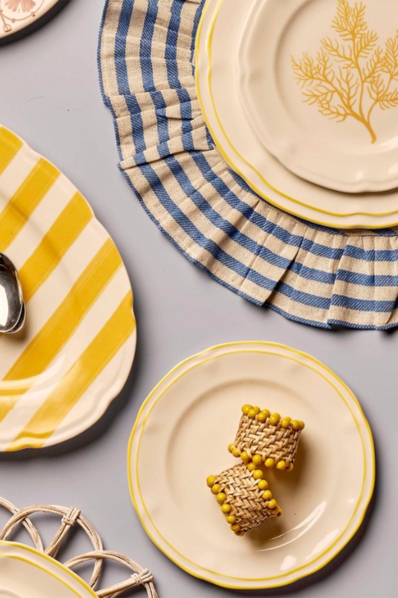 Set Of 4 Yellow Beaded Napkin Rings from Maison Margaux