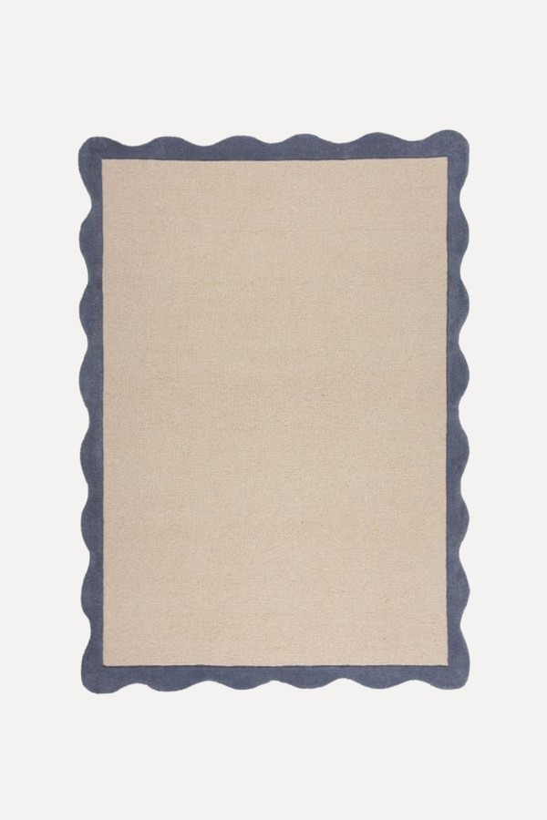 Bonnie Scallop Natural Border Wool Rug from Dunelm