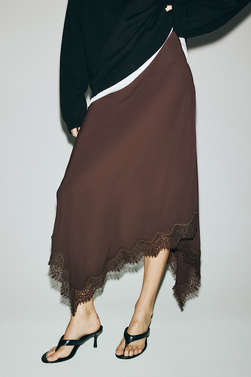 Asymmetric Viscose Satin Skirt