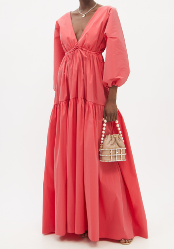 Marlow Puff-Sleeve Taffeta Gown from Bernadette